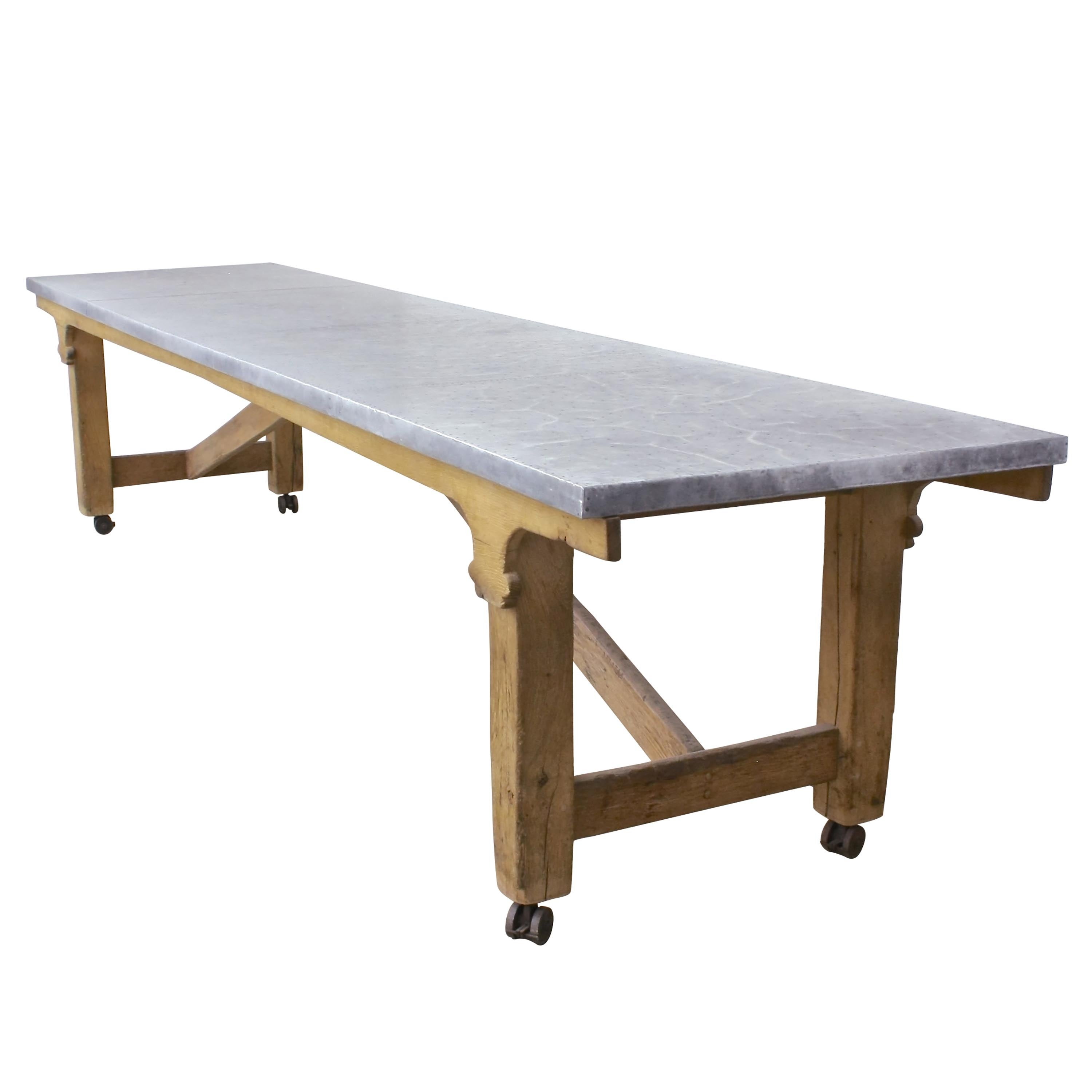 Oak and Zinc Refectory Table