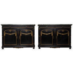 Rare Pair of French Ebonised Buffets, circa 1840