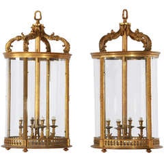 Large Pair of Gilt Bronze Lanterns