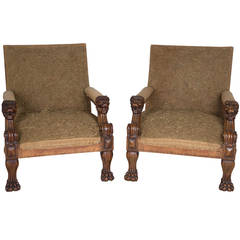 Pair of 19th Century Gainsborough Library Armchairs