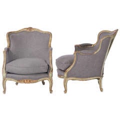 Pair of French Painted Bergeres 6