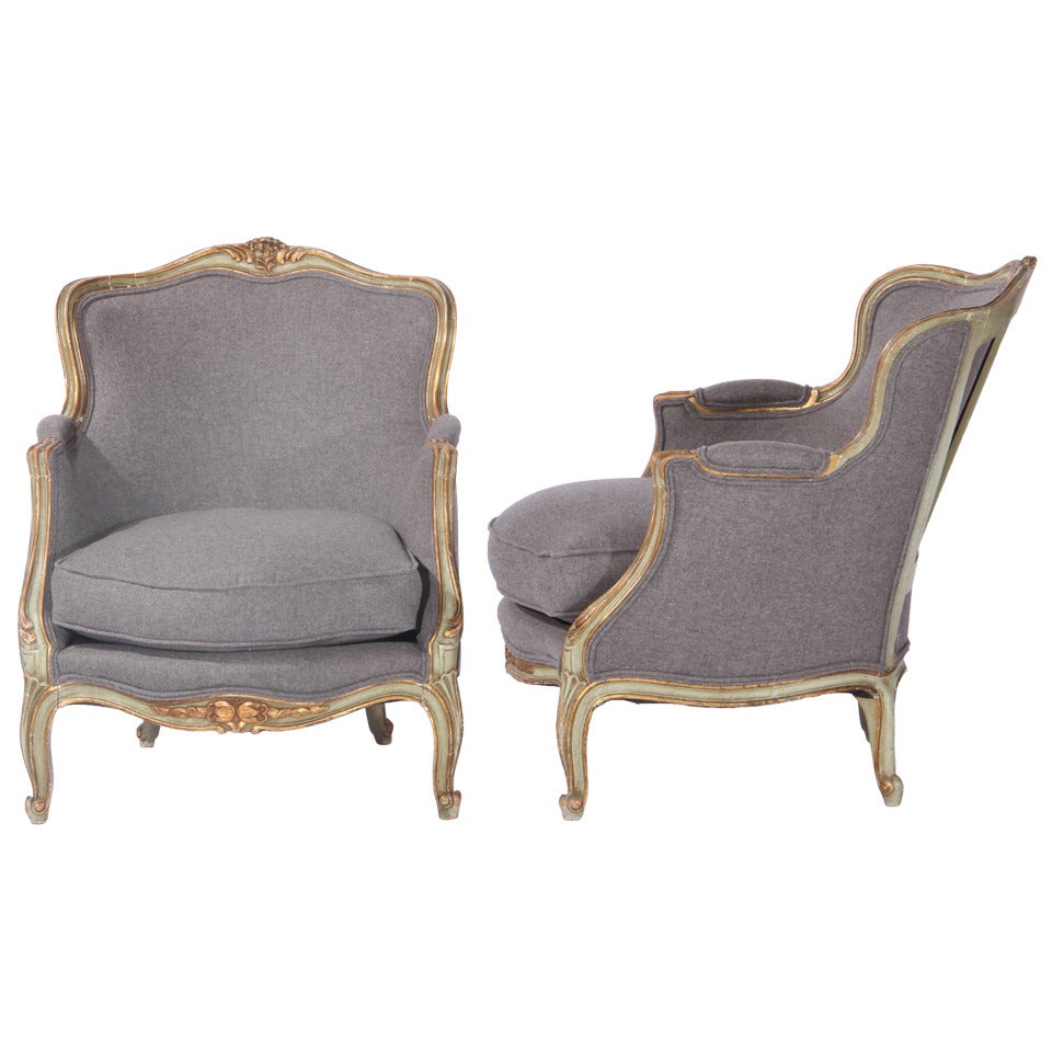 Pair of French Painted Bergeres