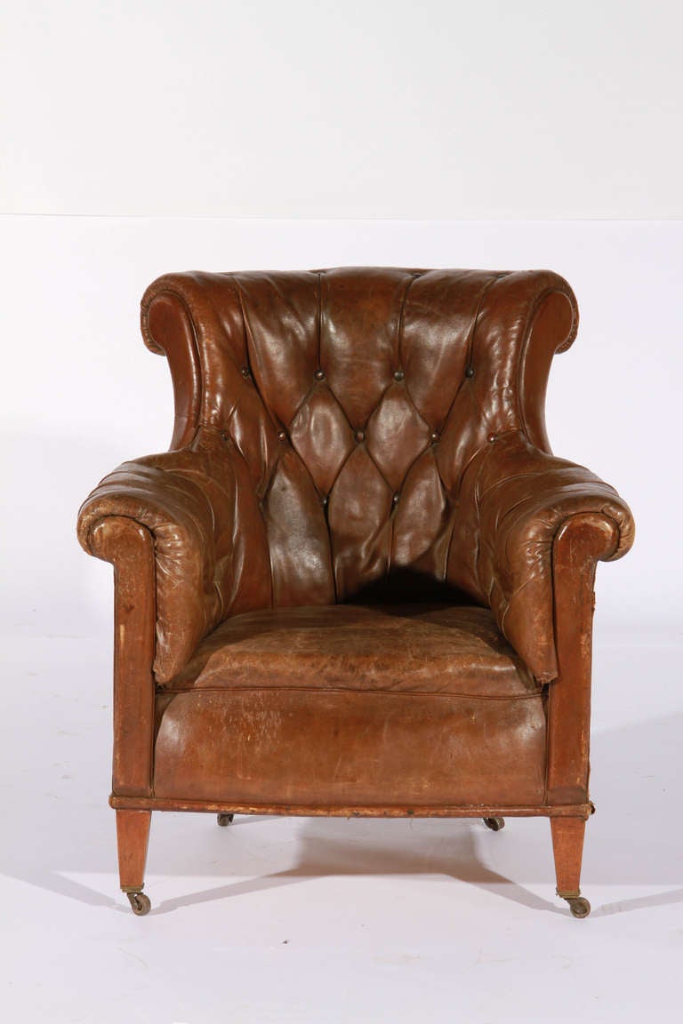 French Leather Tub Armchair c.1910