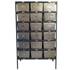 Used Storage Unit with 18 Numbered Baskets from Pool or Gym Facility