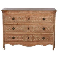 French Bleached and Carved Oak Commode