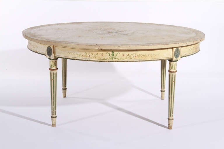 A fine English Country House centre table in original Adam-style decoration