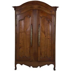 French Dome Topped Fruitwood Armoire