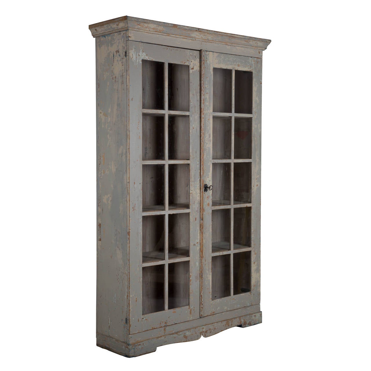 Late Gustavian glazed bookcase - scraped back to early paint.