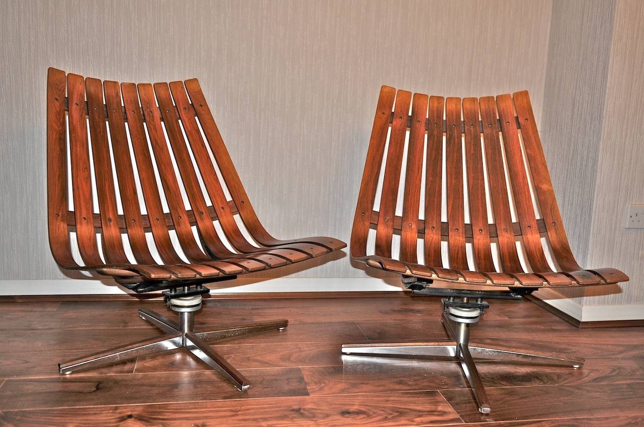 Vintage Rosewood lounge chairs by Hans Brattrud, Norway c.1960's