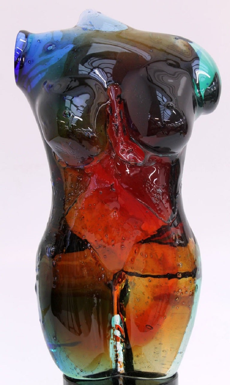 20th Century Contemporary Murano glass sculpture of a female torso by Maestro Giuliano Tosi.