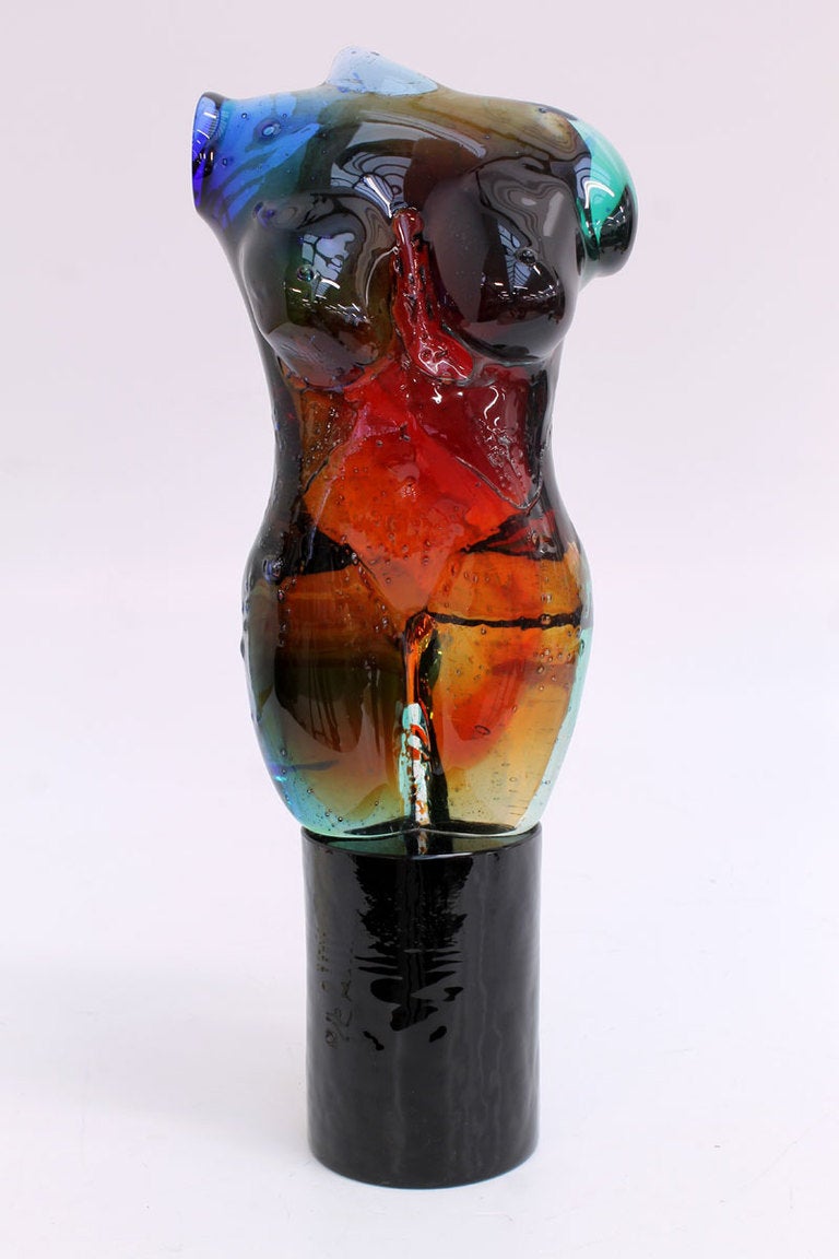 Murano Glass Contemporary Murano glass sculpture of a female torso by Maestro Giuliano Tosi.