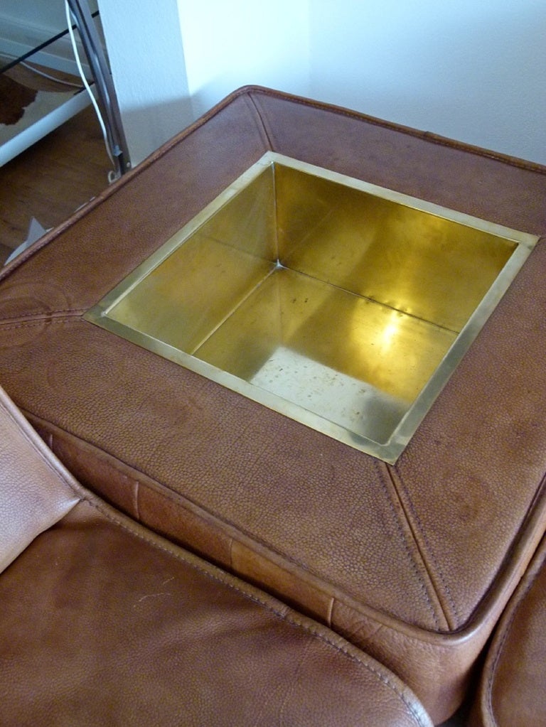 Vintage de Sede modular suite with planters c.1972 Buffalo leather 1