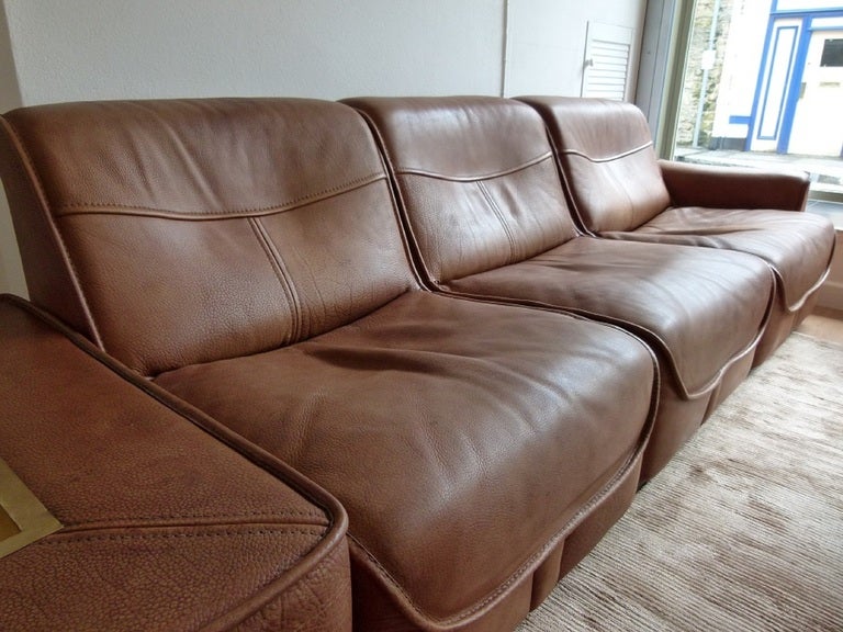 Vintage de Sede modular suite with planters c.1972 Buffalo leather In Good Condition In London, GB