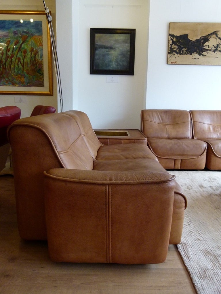 Late 20th Century Vintage de Sede modular suite with planters c.1972 Buffalo leather