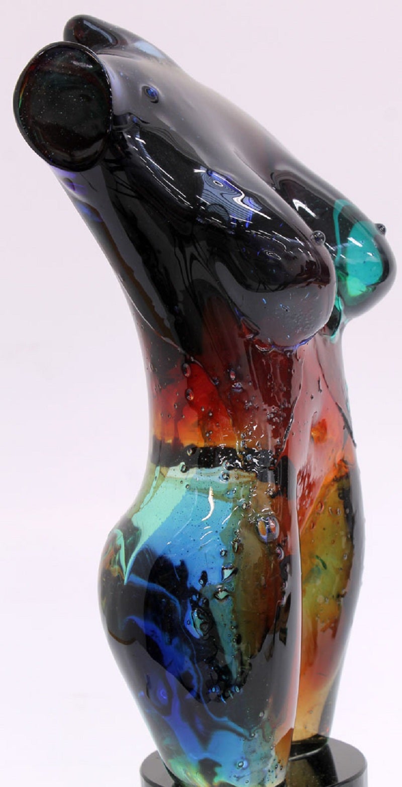 Contemporary Murano glass sculpture of a female torso by Maestro Giuliano Tosi.