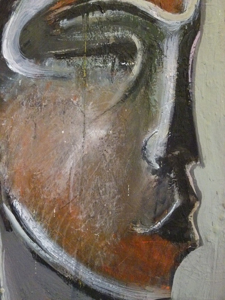 20th Century Mirror Head, Original Oil by British Painter / Sculptor Alan John, circa 1980 For Sale