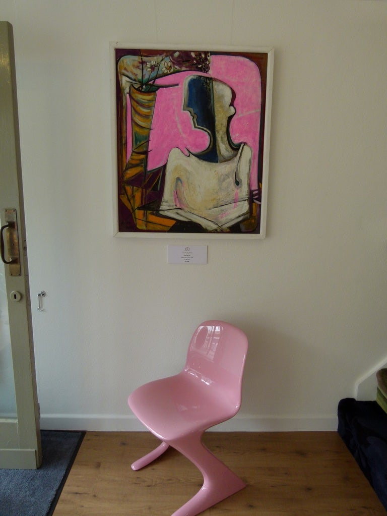 Pink Room by Alan John Original Oil on Canvas, circa 1980 For Sale 3