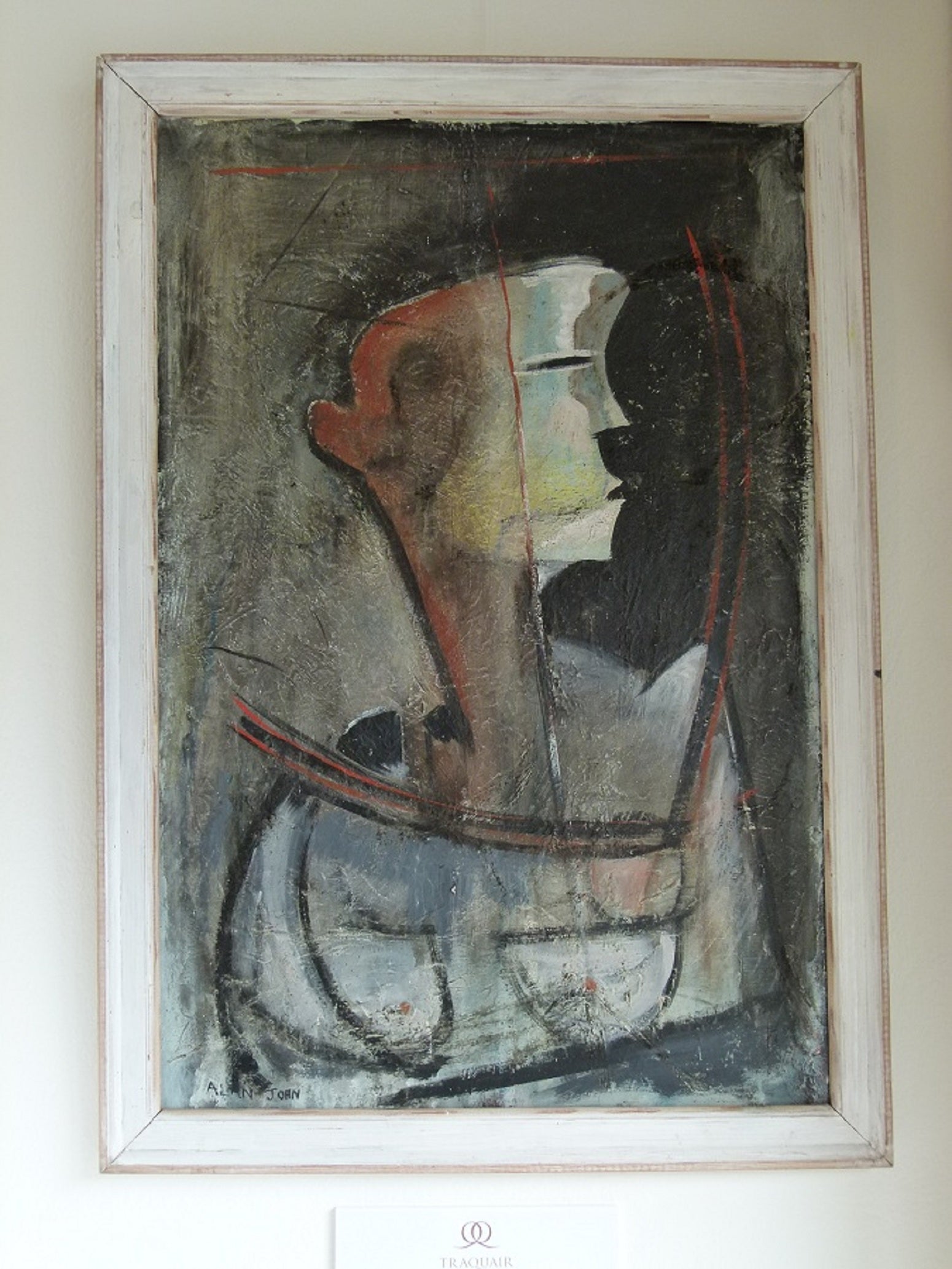 Profile by Alan John, Original Oil on Board c.1980 For Sale
