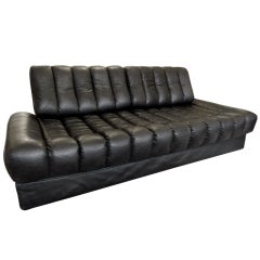 Vintage De Sede Sofa Bed, Black Leather, Circa 1970's