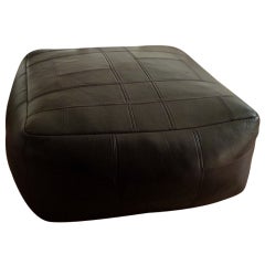 Used de Sede pouffe, brown leather patchwork c.1970's