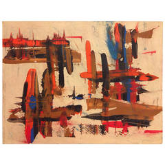 Mid-Century Abstract Painting, Well-Executed Composition, circa 1970s