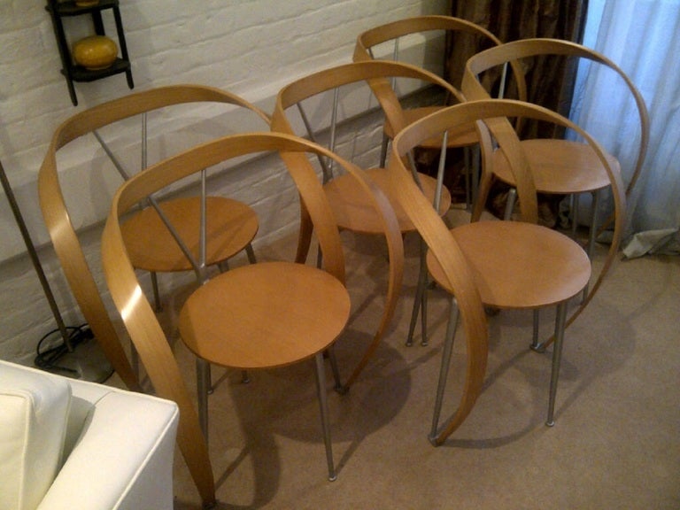 20th Century Set of Six Revers Chairs by Andrea Branzi for Cassina, Italy, Circa 1993 For Sale
