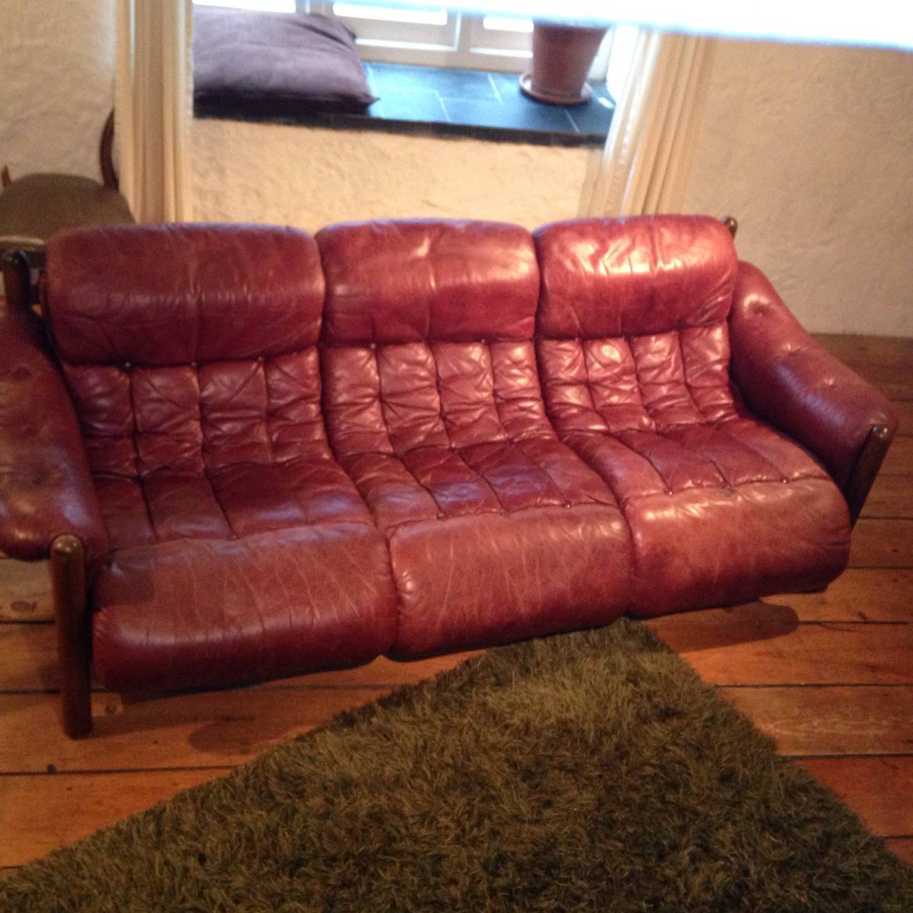 Mid-20th Century Vintage Danish Rosewood Sofa in Oxblood Leather, circa 1960s For Sale