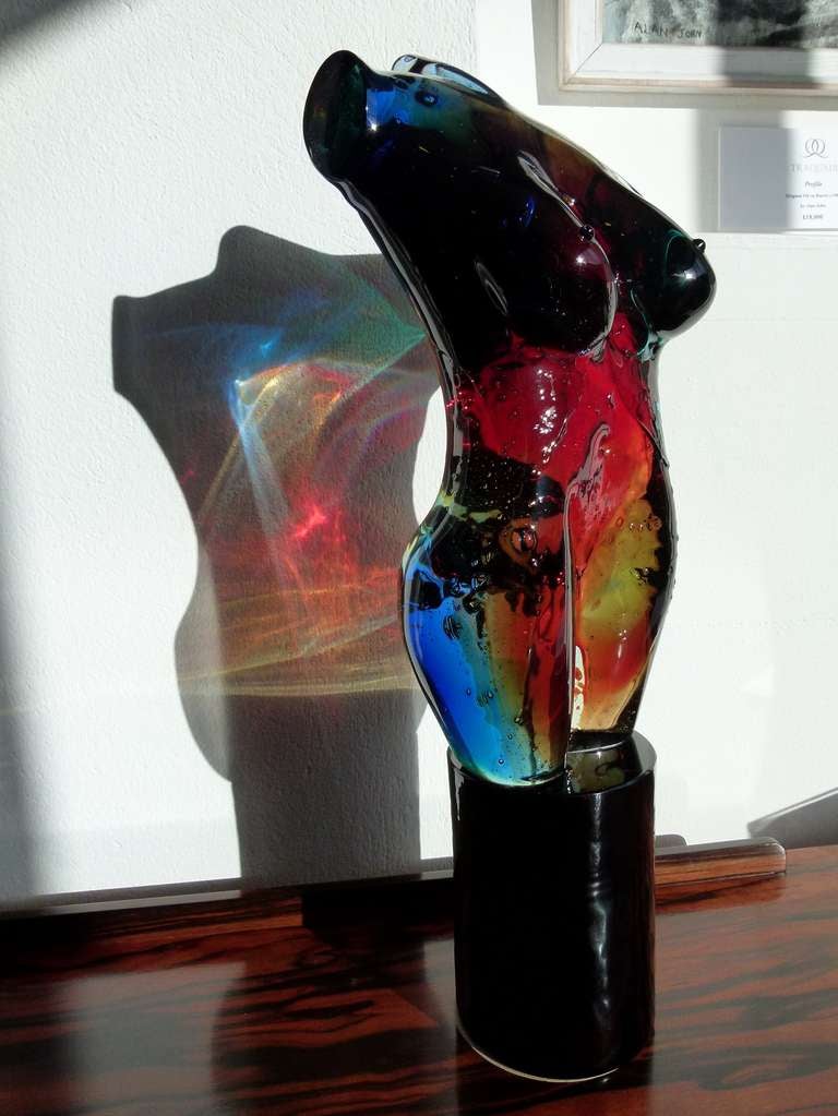A stunning Murano glass sculpture of a female torso by Maestro Giuliano Tosi.

Clear glass with underglaze. The abstract composition of colours looks beautiful when lit. A true connoisseurs piece by one of the Italian masters.

Pieces of this