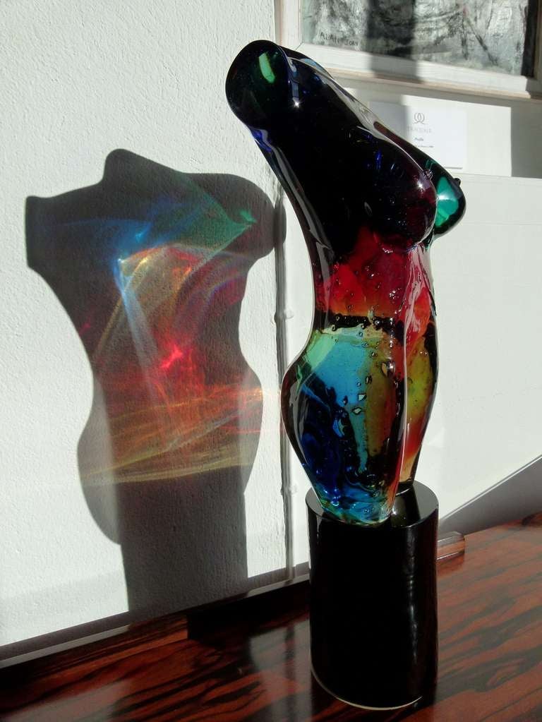 Mid-Century Modern Contemporary Murano glass sculpture of a female torso by Maestro Giuliano Tosi.