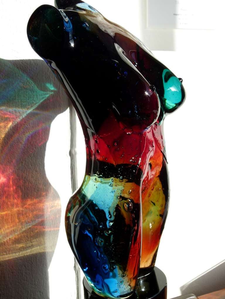 Italian Contemporary Murano glass sculpture of a female torso by Maestro Giuliano Tosi.