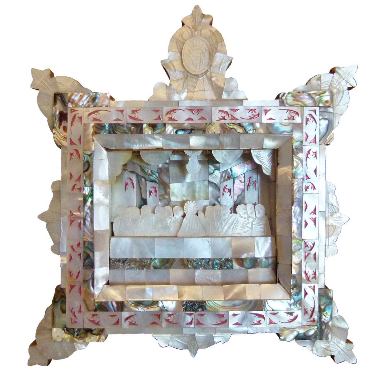 Mother-of-Pearl Framed Scene of the Last Supper For Sale