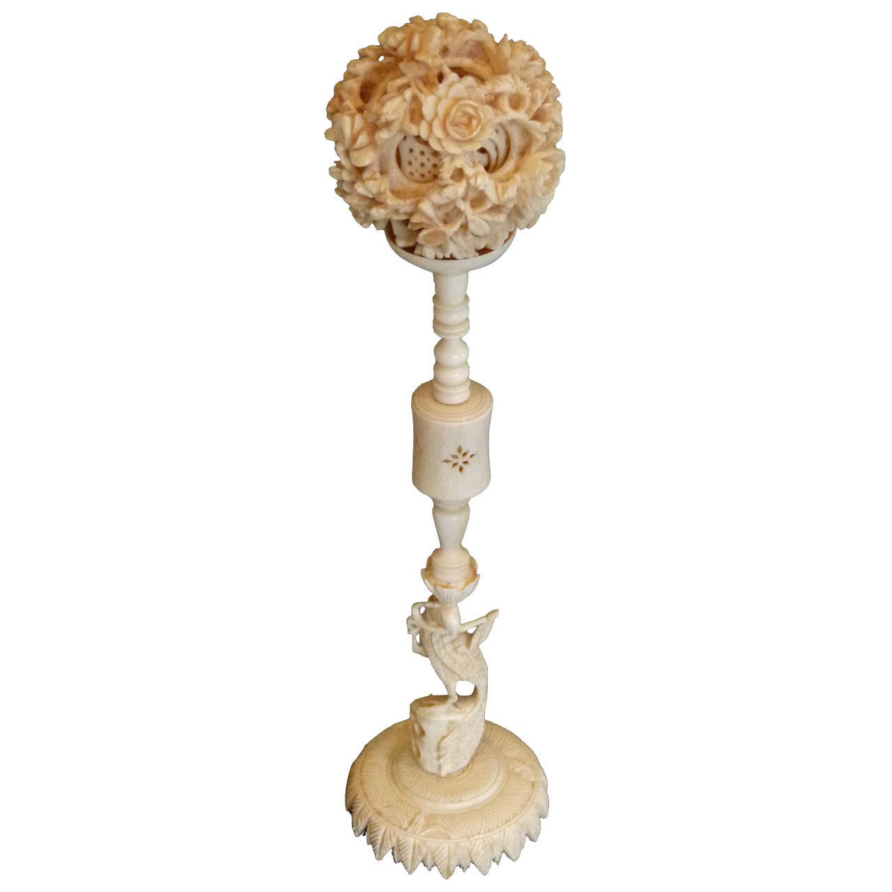 Carved Ivory Puzzle Ball, Chinese For Sale