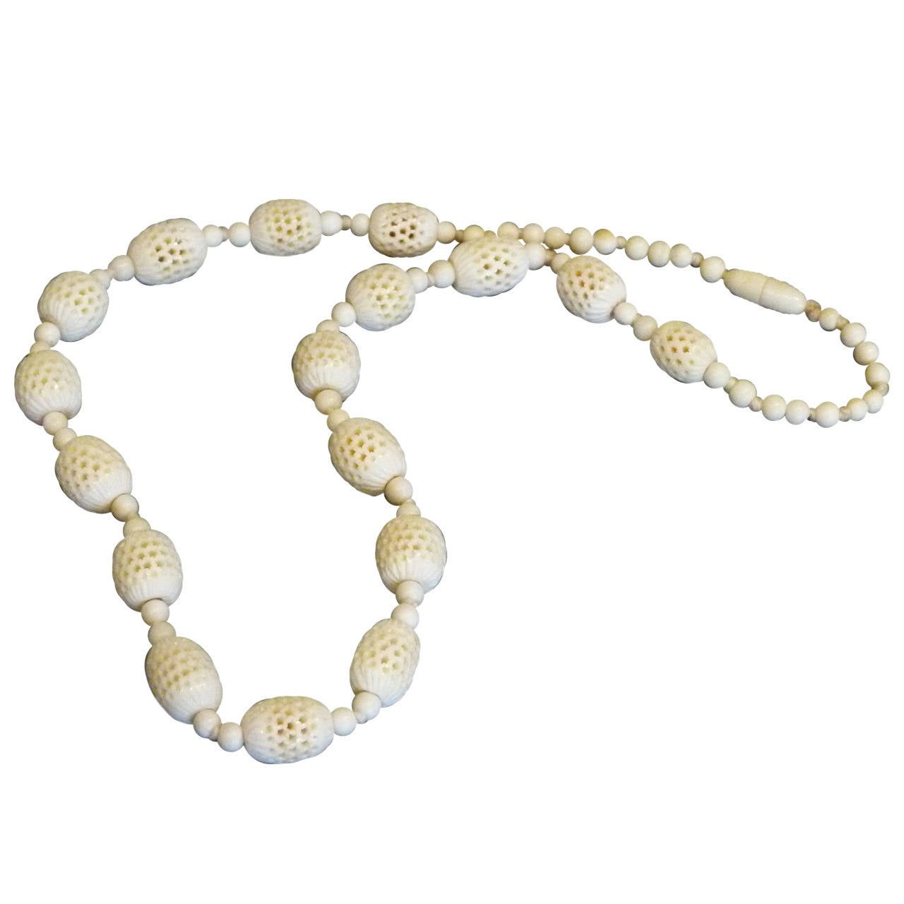 Carved Ivory Necklace For Sale