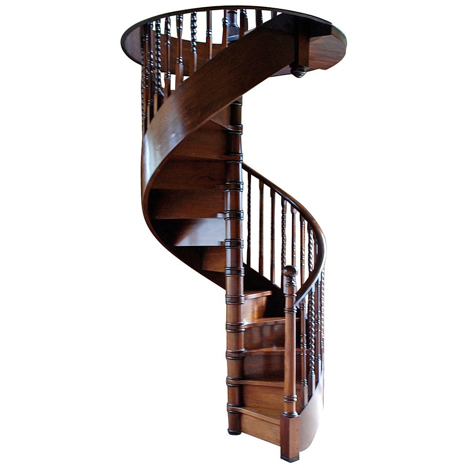 Antique Mahogany Spiral Staircase, circa 1930's For Sale