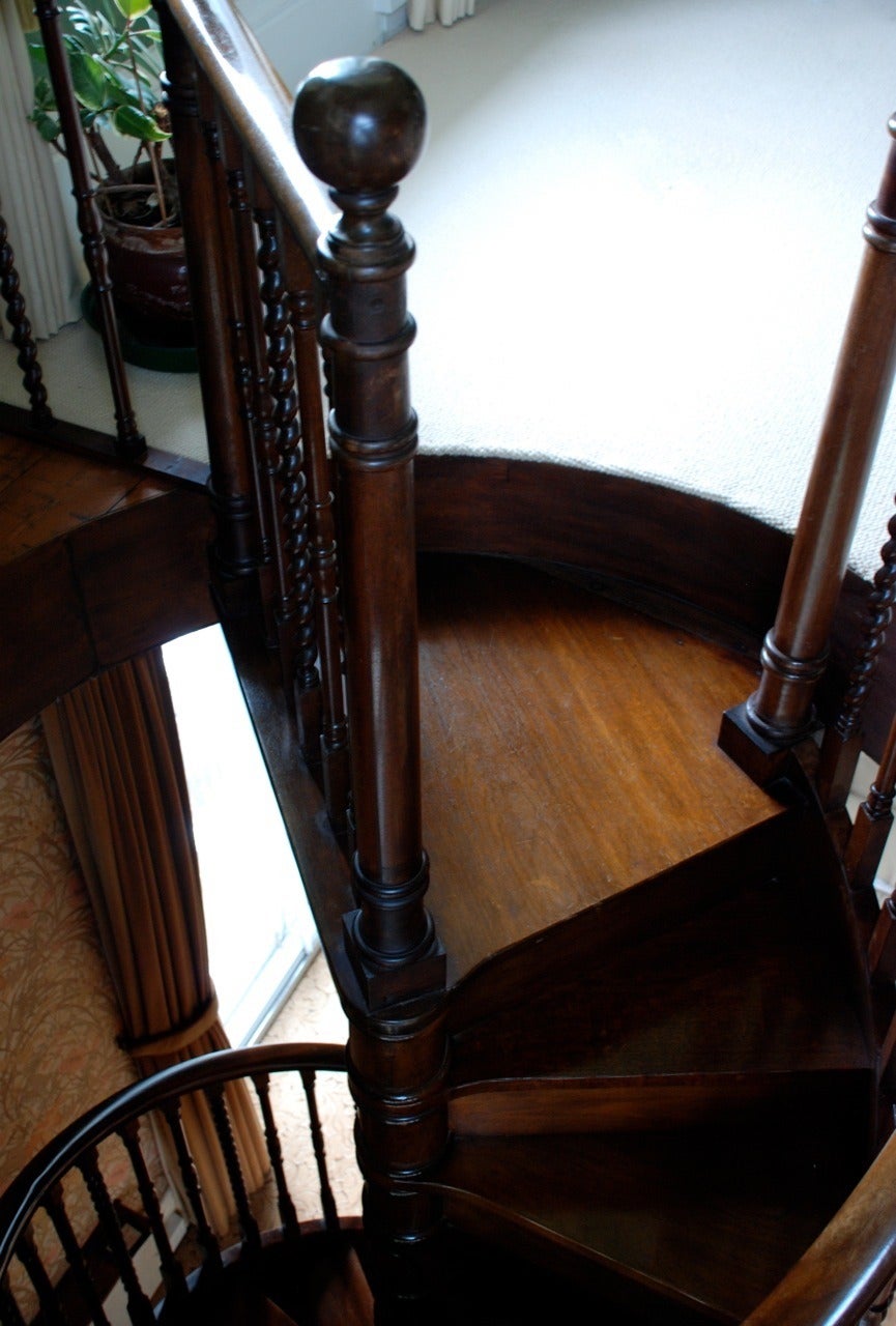 Antique Mahogany Spiral Staircase, circa 1930's For Sale 1