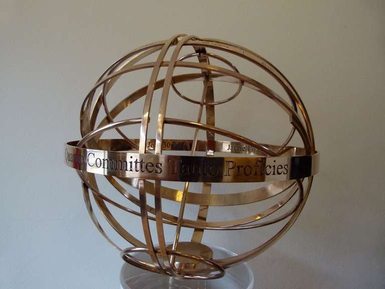 A stunning armillary sphere sundial, exquisitely crafted in traditional Bronze.

This example has a 600mm diameter.

Custom-made to order with approximately a twelve week lead time.
Each sundial is made for its specific location; the latitude