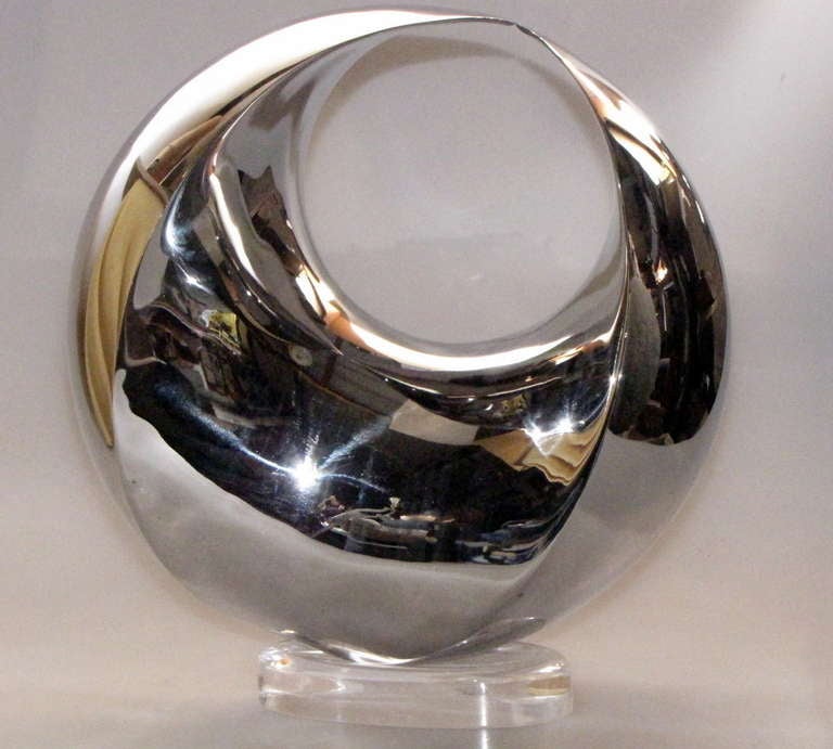 Modern Contemporary abstract sculpture by Samvado, 4D Sphere in Stainless Steel 300mm For Sale