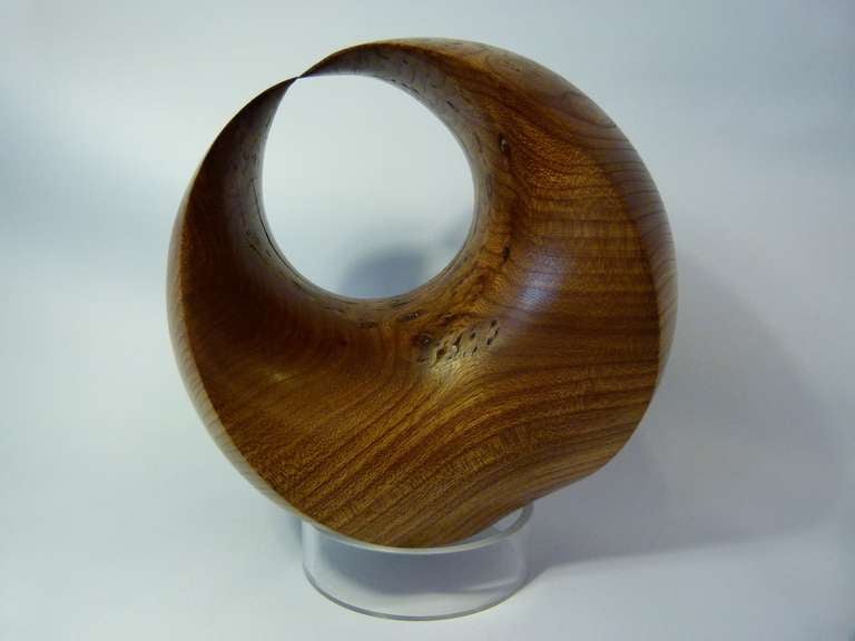 Contemporary abstract sculpture, 4D Sphere in Burr Elm by Samvado 200mm For Sale 3