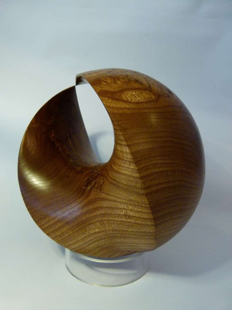 Contemporary abstract sculpture, 4D Sphere in Burr Elm by Samvado 200mm For Sale 4