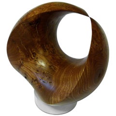 Contemporary abstract sculpture, 4D Sphere in Burr Elm by Samvado 200mm