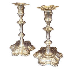 Pair of beautiful cast Silver candlesticks by John Cafe c.1750