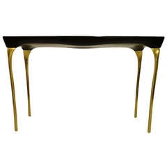 Contemporary Black and Gold Console Table by Kinsley Byrne