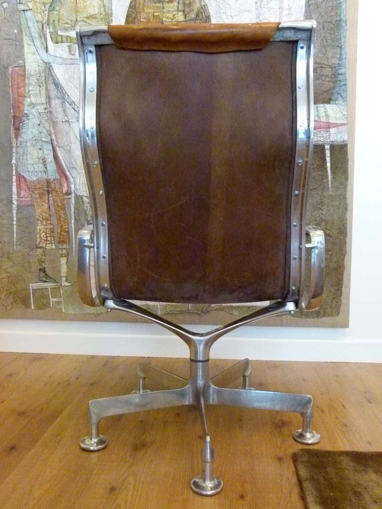 Late 20th Century Vintage Rudolf Szedleczky lounge chair c.1973 Hungary, Tan leather and Aluminium