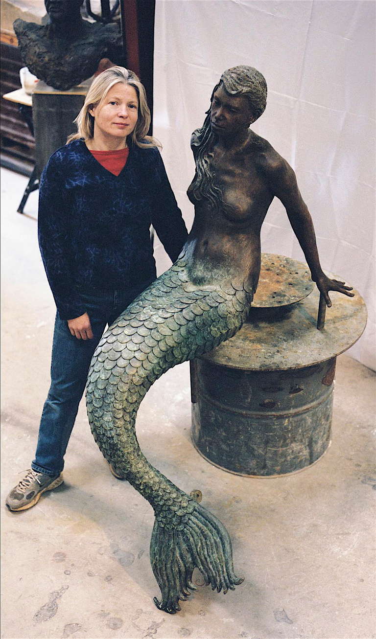 A stunning contemporary work by the British Sculptor Elisabeth Hadley. This life size sculpture of a Mermaid is strictly limited to an edition of only four to be produced. Currently the only existing edition welcomes yachts at the mouth of the