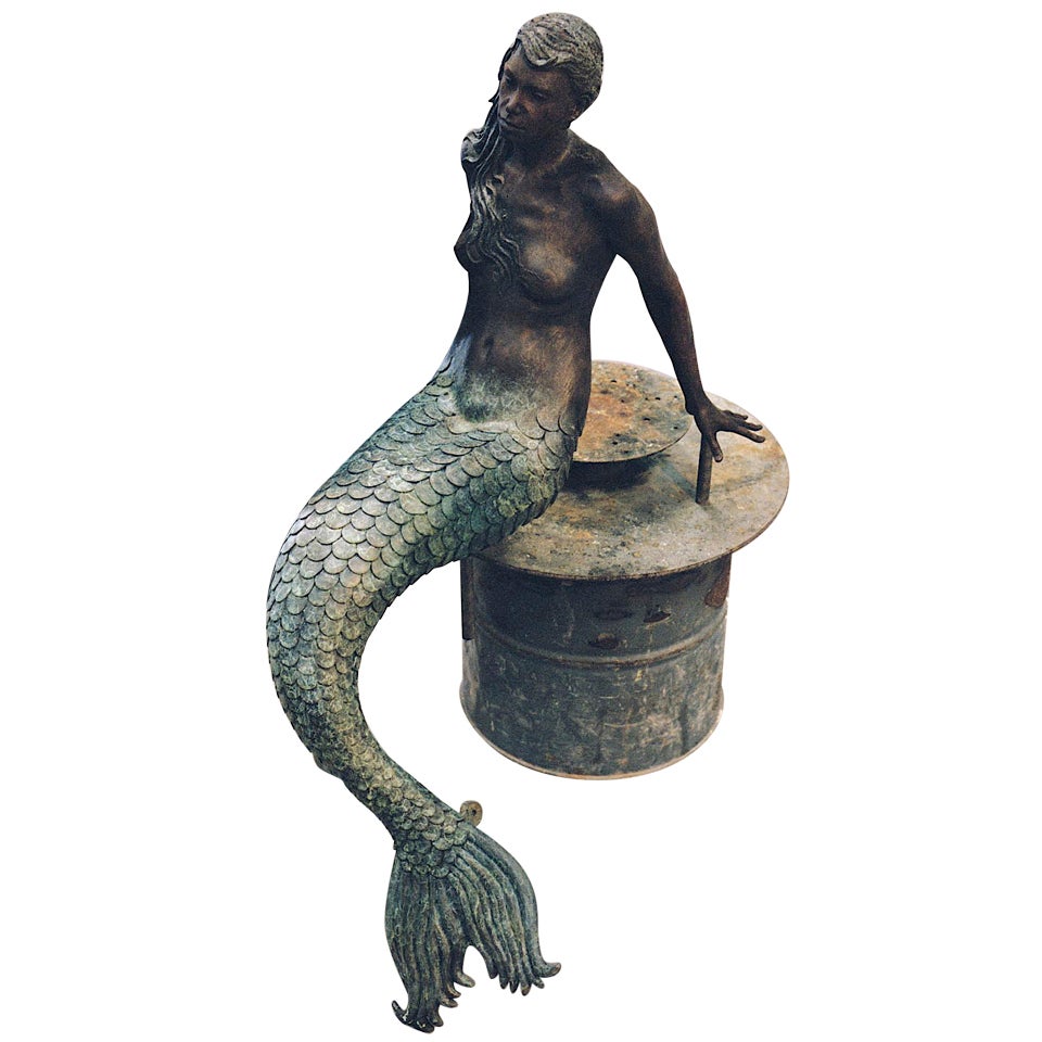 Contemporary Life-Size Bronze Sculpture of a Mermaid by Elisabeth Hadley For Sale