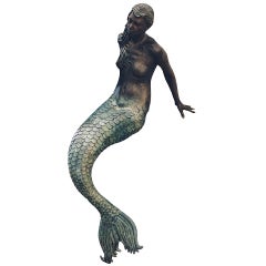 Contemporary Life-Size Bronze Sculpture of a Mermaid by Elisabeth Hadley