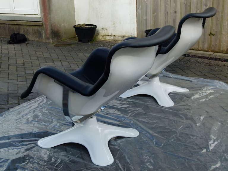 Pair of Karuselli Lounge Chairs in Black Leather by Yrjo Kukkapuro for Haimi 4