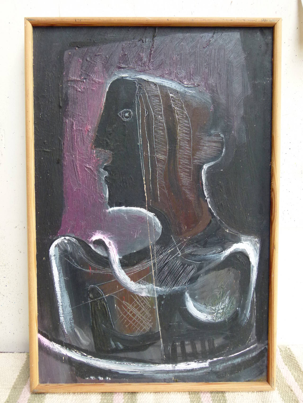 Abstract figurative painting by the British painter / sculptor Alan John c.1978