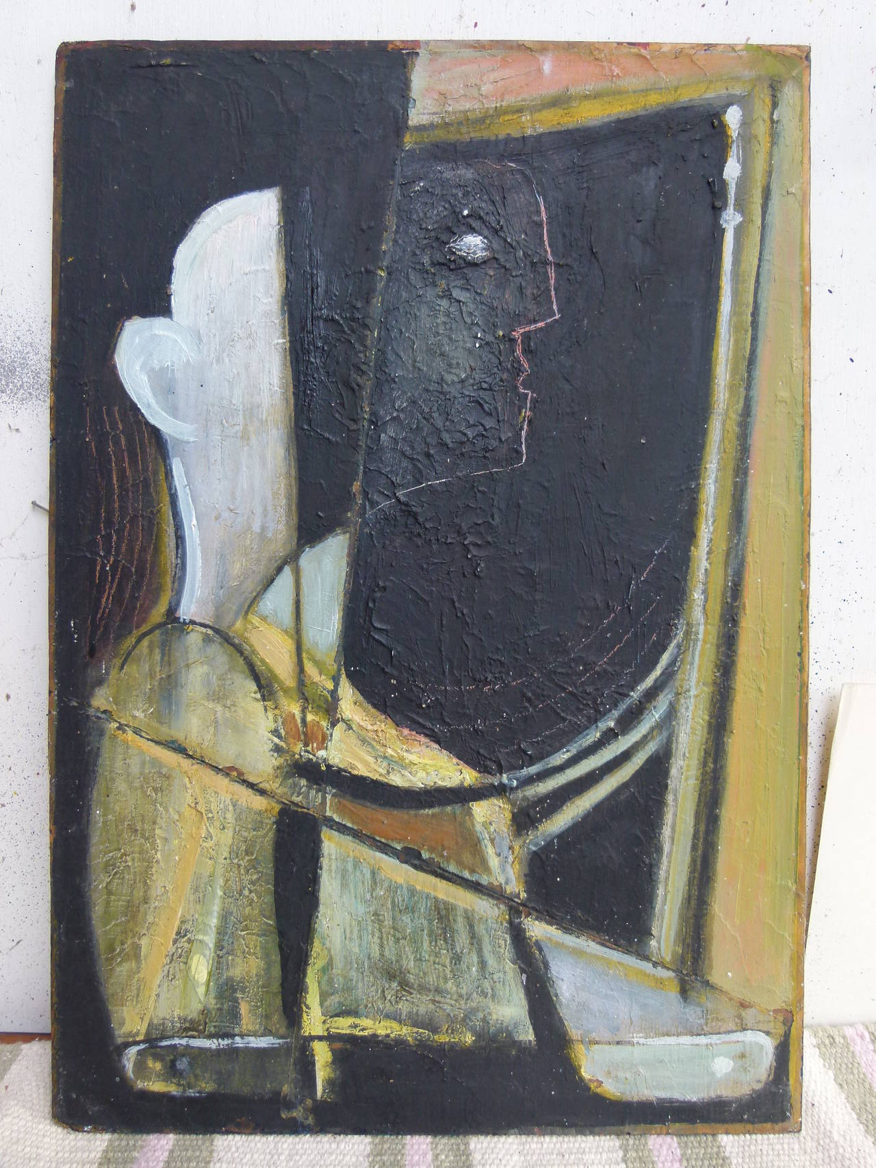 Abstract figurative painting by the British painter / sculptor Alan John c.1978