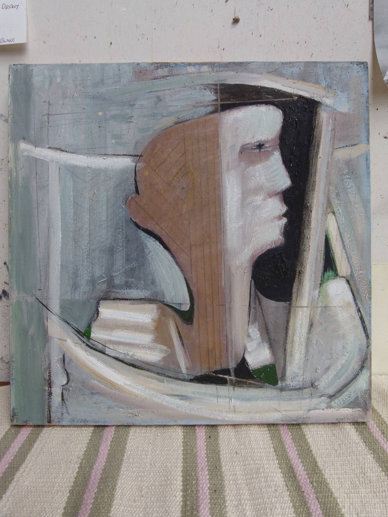 Abstract figurative painting by the British painter / sculptor Alan John c.1978 In Excellent Condition For Sale In London, GB